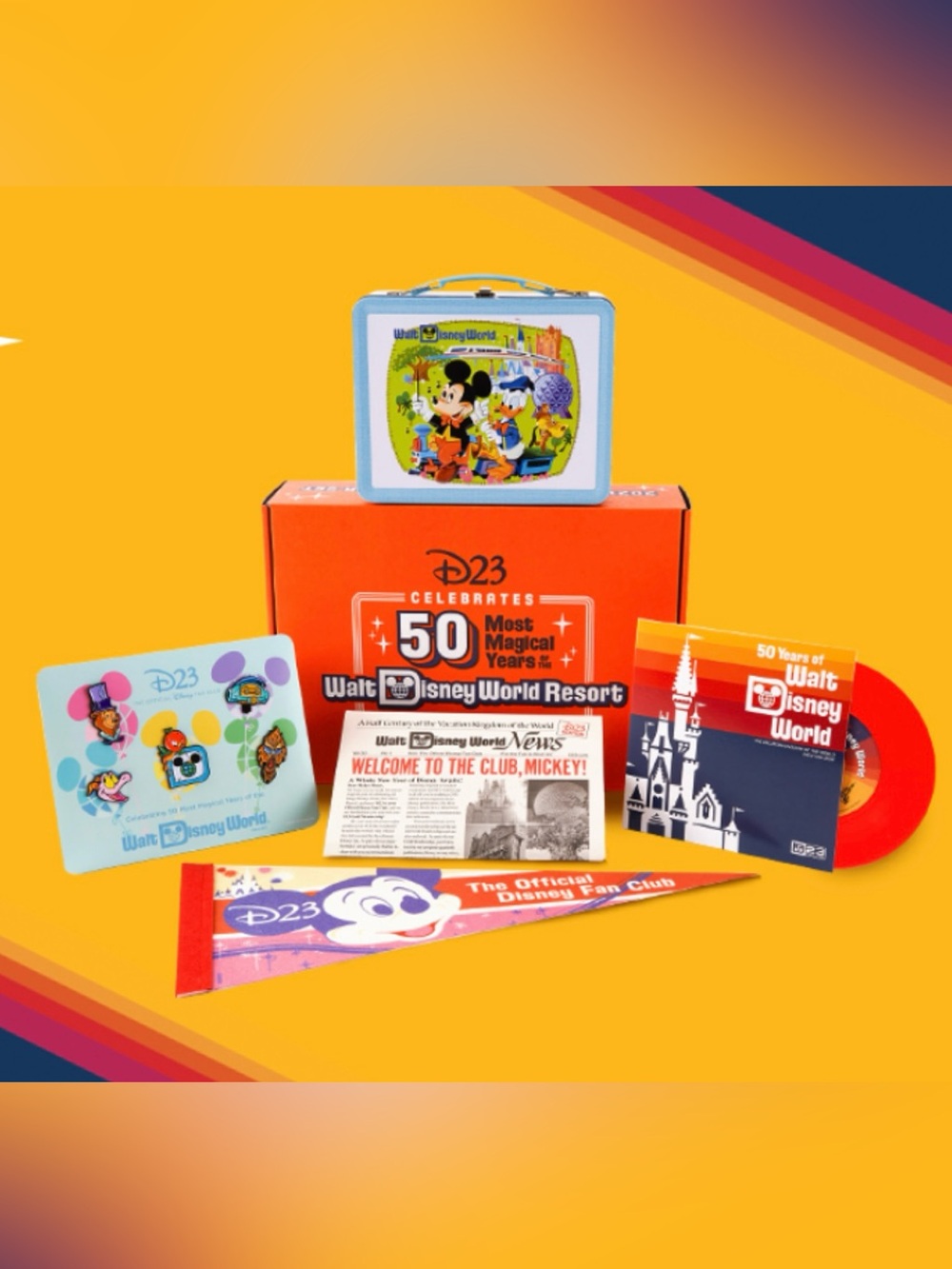 New in box! D23 Walt Disney World 50th Anniversary Collectible Set with Pins